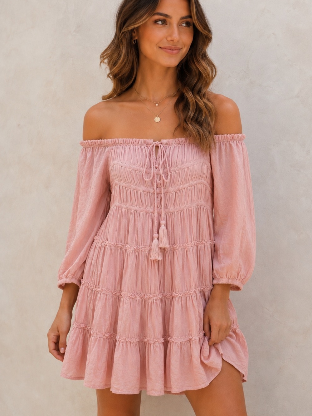 Chelsea & Violet smocked babydoll Pink tunic dress